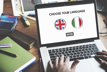 Wall Mural - language dictionary english italian concept