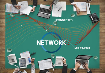 Wall Mural - network communication connection web concept