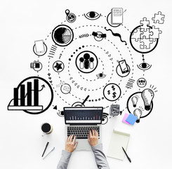 Wall Mural - business marketing icons graphic sketch doodle concept