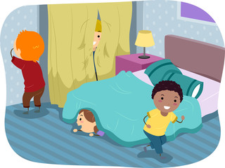 Poster - Stickman Kids Hide And Seek Bedroom