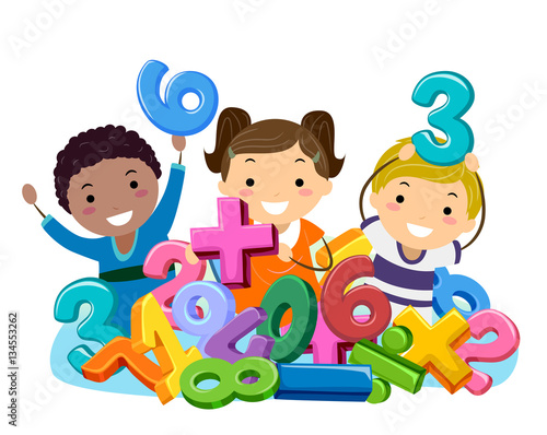 Stickman Kids Math Numbers Symbols Obraz na płótnie