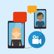 people smartphone sending message video conneted vector illustration eps 10