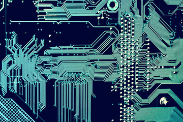 Circuit board. Electronic computer hardware technology. Motherboard digital chip. Tech science background. Integrated communication processor. Information engineering component.