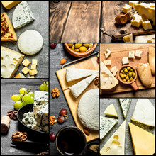 Food Collage Of Cheese .