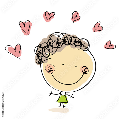 Heart cute easy drawings for valentines day ~ drawing happy valentines day cute hand drawn card Stock-Illustration | Adobe Stock