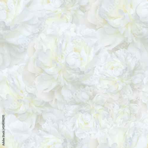 repeatable seamless  pattern pale white peonies