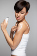 © puhhha - Injury Treatment. Beautiful Woman Feeling Pain, Applying Cream