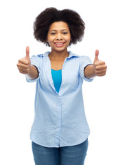 Wall Mural - happy african american woman showing thumbs up