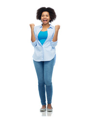 Poster - happy african american young woman over white