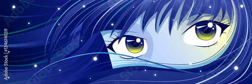 Dekoracja na wymiar  moonie-niebieskowlosa-manga-girl
