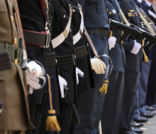 Italian Armed Forces With Many Agents In High Parade Uniform Dur