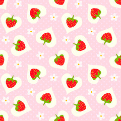 Wall Mural - Floral seamless pattern with strawberry