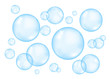 Underwater sparkling oxygen blue bubbles in fizzing water.