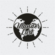wanderlust card with earth planet icon. black and white design. vector illustration