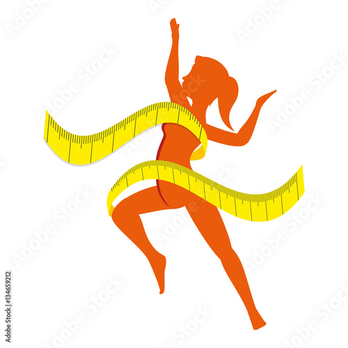 body female with tape measure vector illustration design Stock