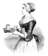 The Chocolatiere by Liotard, vintage engraving.