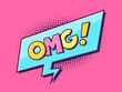 Oh my god - OMG - comic text word in retro technicolor style vector illustration