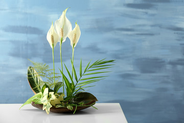 Poster - Flower arrangement on a color background