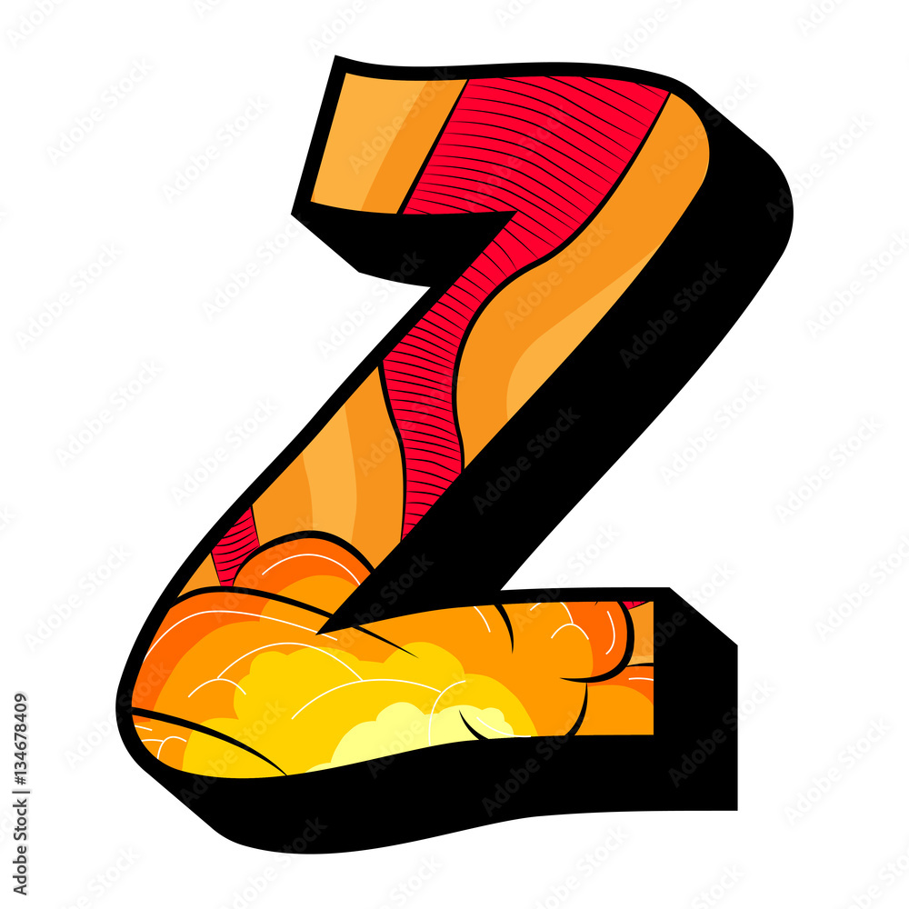 Letter Z filled with comic book explosion, background. Stock Vector ...