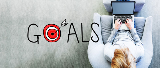 Wall Mural - Goals text with man