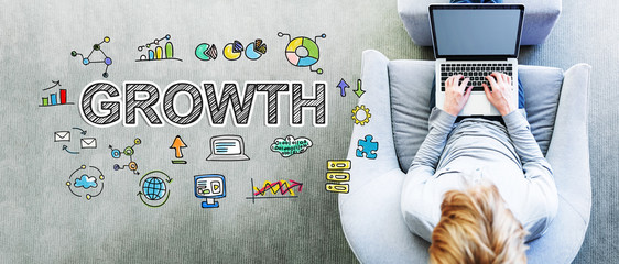 Wall Mural - growth text with man