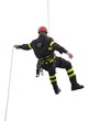 climber of firefighters with red helmet