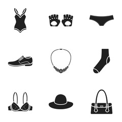 Clothes set icons in black style. Big collection of clothes vector symbol stock illustration