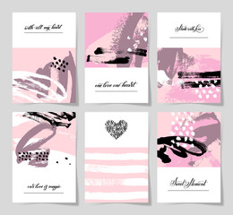 Poster - set of 6 abstract painting background with love hand written let