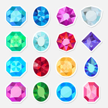 Vector Jewels Or Precious Diamonds Gem Stickers Set