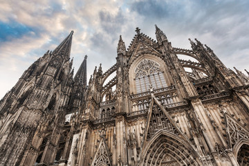cologne cathedral in cologne, germany. details of the facade. the dom - roman catholic gothic cathed