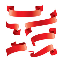 Wall Mural - Set of red vector ribbons
