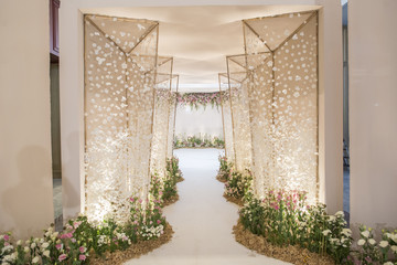wedding backdrop with flower and wedding decoration
