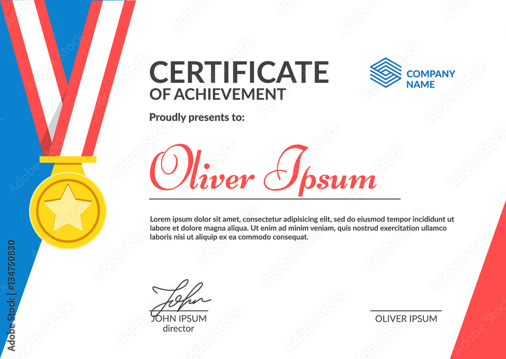 Certificate of Achievement template. Cool flat design. Eps10 vector ...