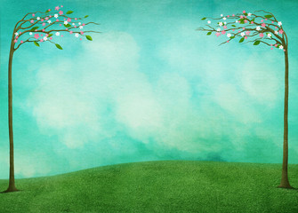 Spring background for greeting card or poster Easter Holiday