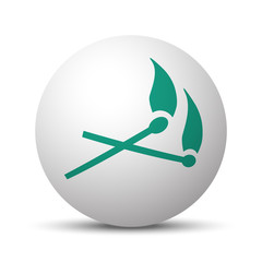 Wall Mural - Green Matches icon on white sphere