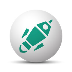 Wall Mural - green rocket launch icon on white sphere