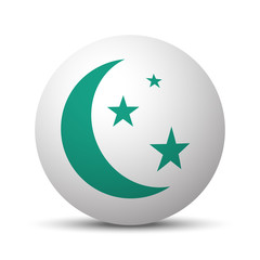 Wall Mural - green moon and stars icon on white sphere