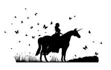 Woman Riding Unicorn Silhouette Free Stock Photo - Public Domain Pictures
