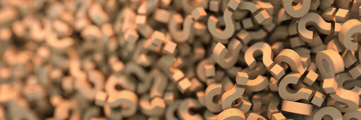 Wall Mural - wooden question marks, 3d rendering