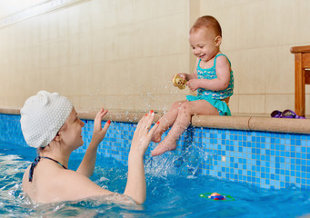 playing in the swimming pool