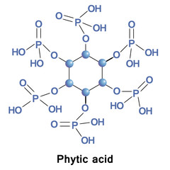 Canvas Print - Phytic acid is a saturated cyclic acid, is the principal storage form of phosphorus in many plant tissues, especially bran and seeds. It can be found in cereals and grains.