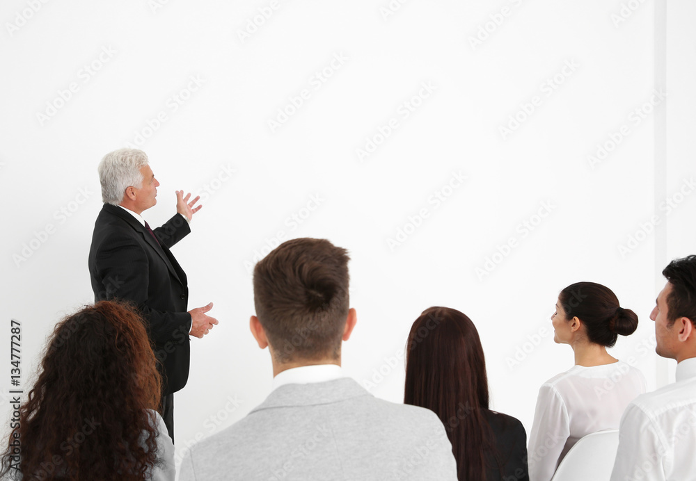 Business training concept. Business people having meeting in conference room