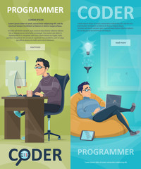 Technology Programming Vertical Banners 