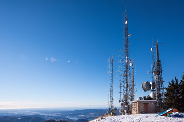 Communication equipment at Mottarone, Stresa, Piemonte, Italy