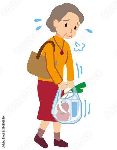 Photographie  ロコモ　荷物が持てない　高齢者