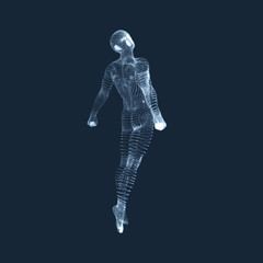Wall Mural - hovering in air. man floating in the air. 3d model of man.