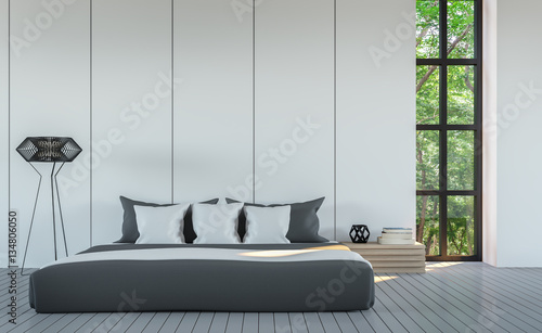Modern White Bedroom Minimal Style 3d Rendering Image White