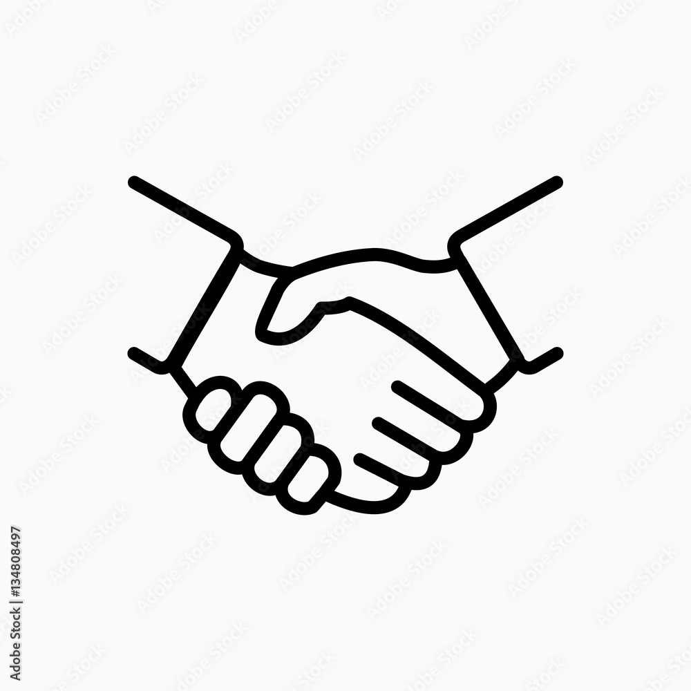Handshake icon simple vector illustration. Deal or partner agreement symbol. - obrazy, fototapety, plakaty 