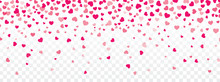 Valentine Background With Hearts Falling On Transparent