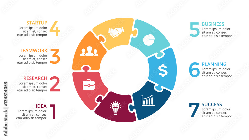 Vector circle arrows puzzle infographic, cycle diagram, jigsaw graph ...